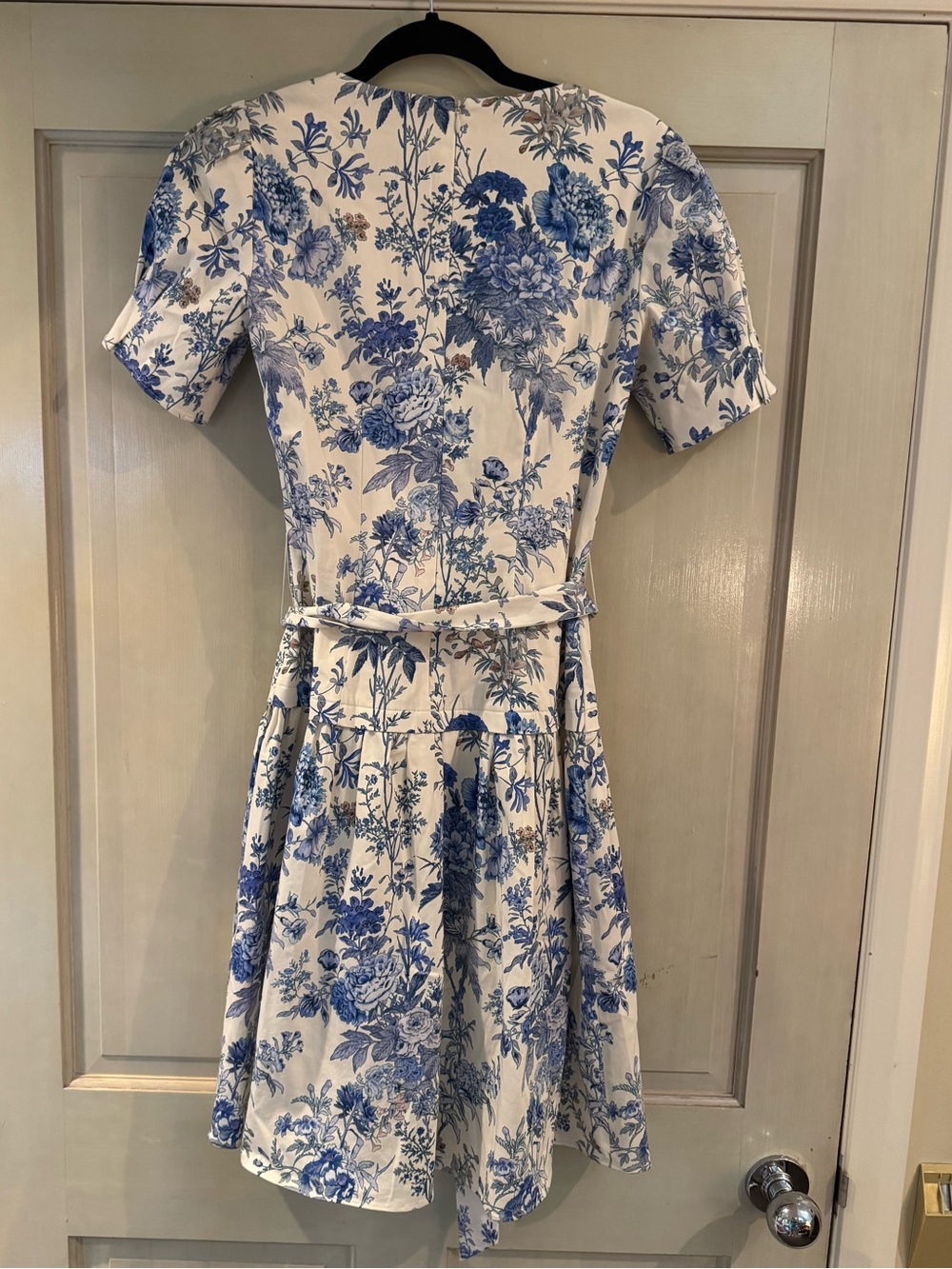 Antonio Melani Jesse Floral Print Puff Sleeve Dress in ivory and blue - Picture 4 of 10